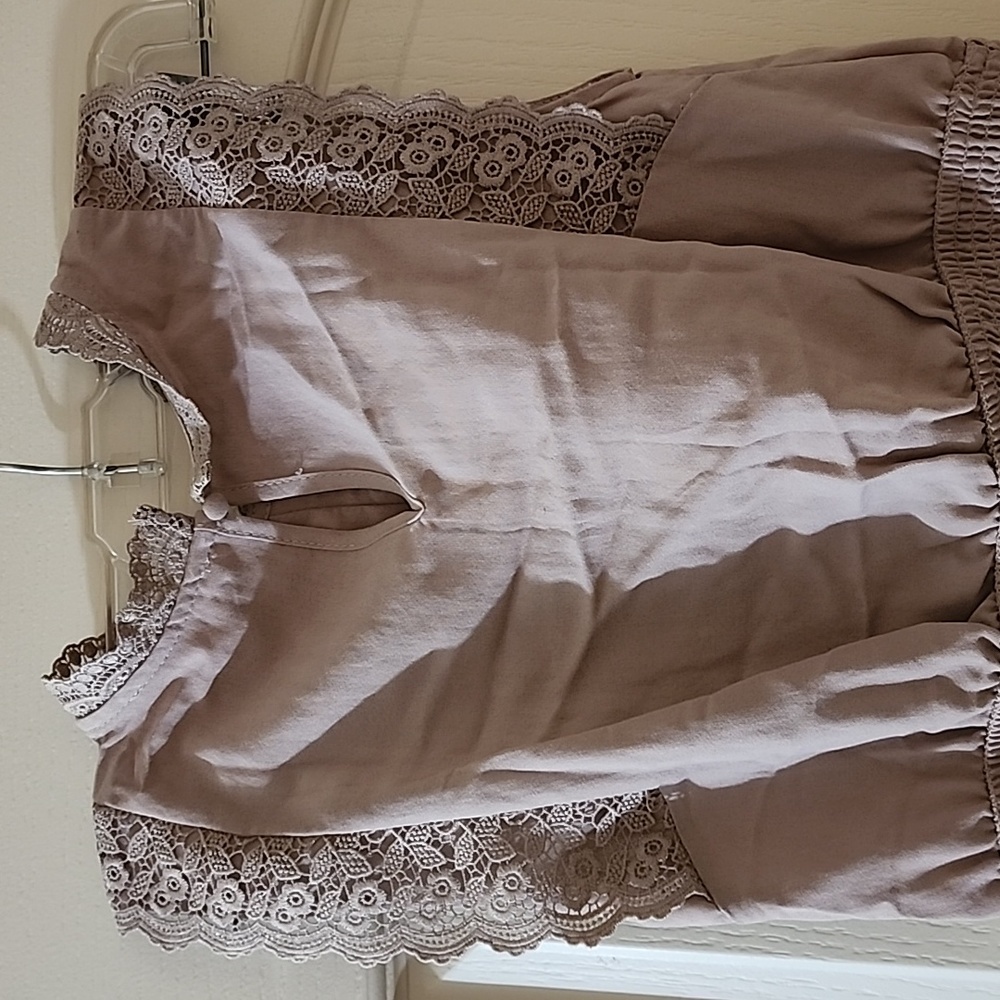 Lace Tan/Beige Mini Dress - Picture 6 of 7